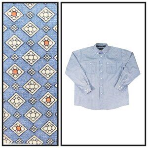 Wrangler George Strait Collection Blue Print Button Down Shirt Men’s Large